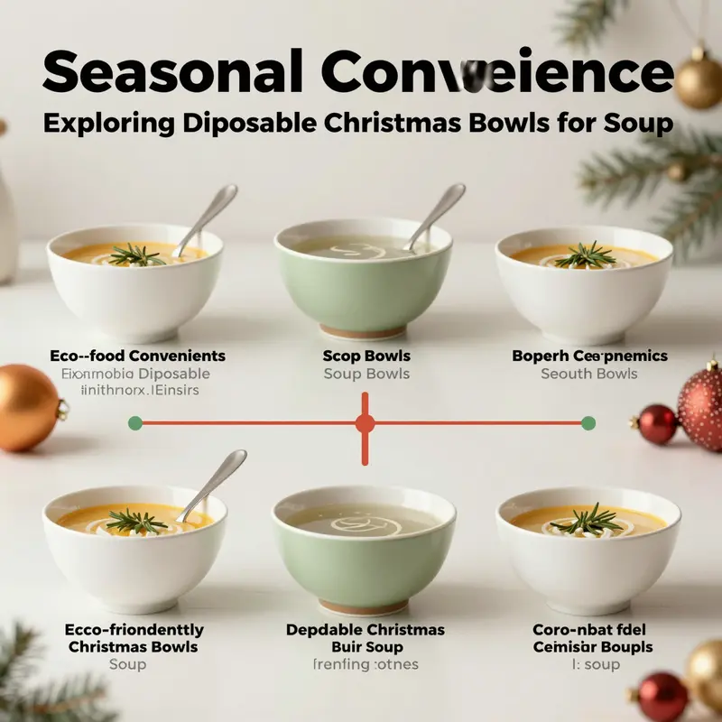An array of decorative disposable Christmas bowls designed specifically for serving soup during festive occasions.