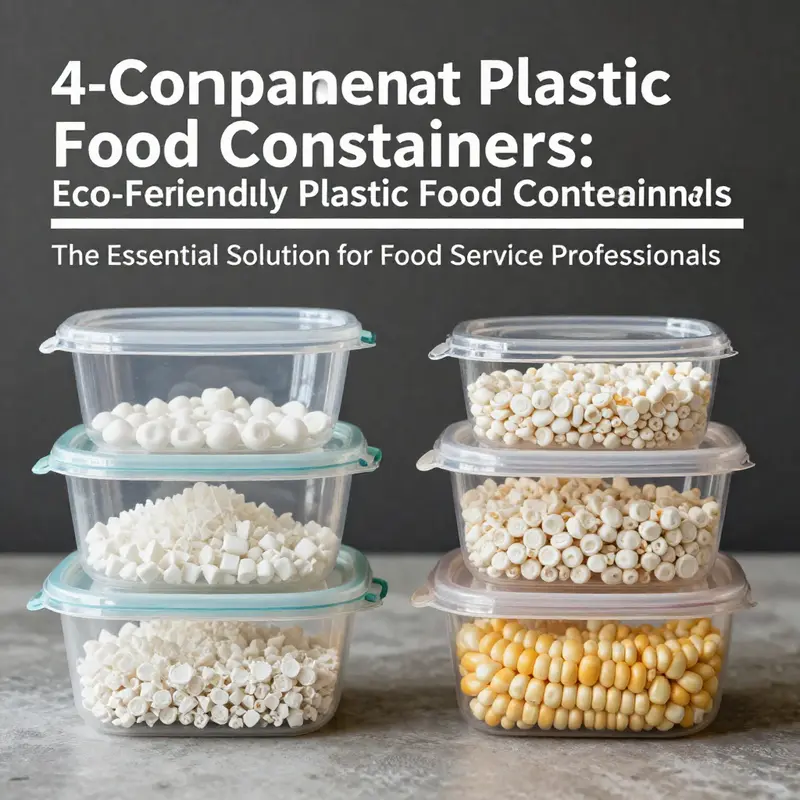 4-compartment plastic food containers arranged for meal prep and catering, showcasing the versatility in food organization.
