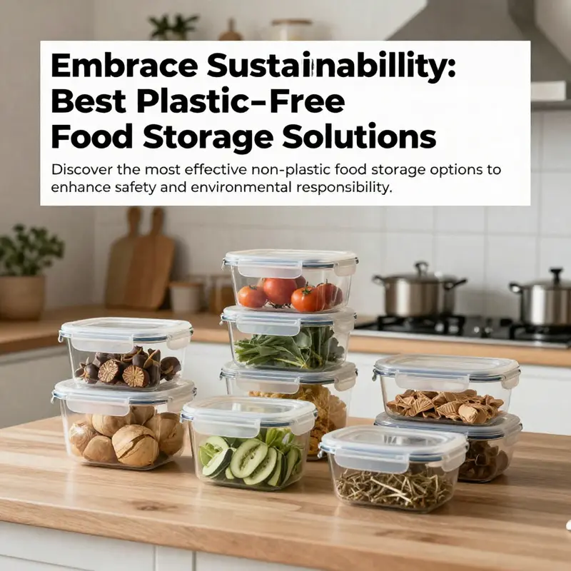 A modern kitchen with various plastic-free food storage containers, symbolizing sustainability in food service.
