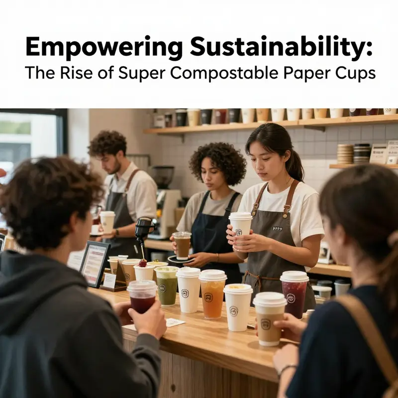 A detailed view of the innovative design of super compostable paper cups highlighting their durability.