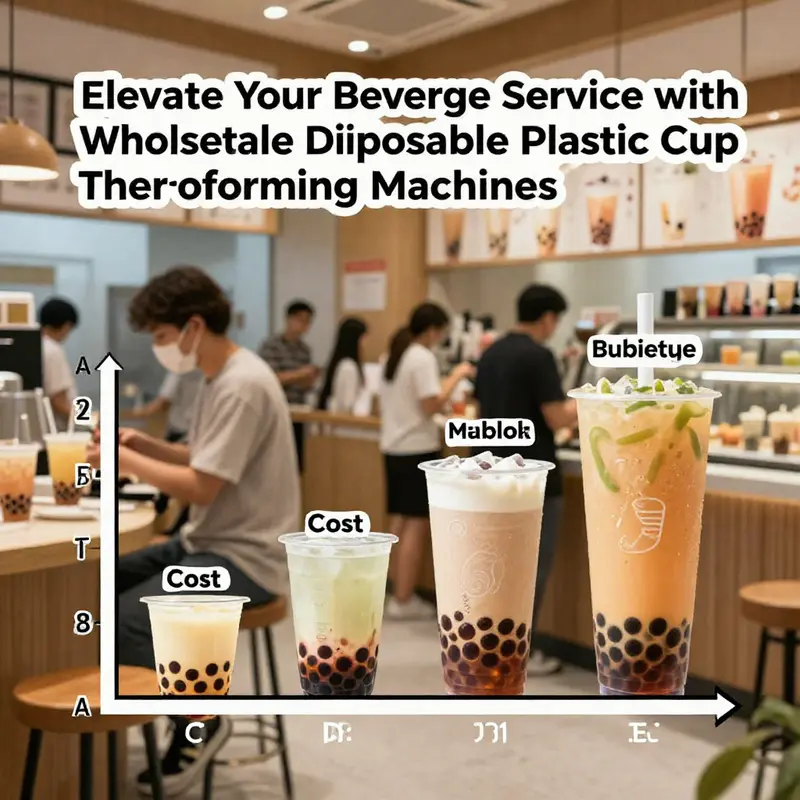 A modern thermoforming machine efficiently producing disposable plastic cups, showcasing state-of-the-art technology.