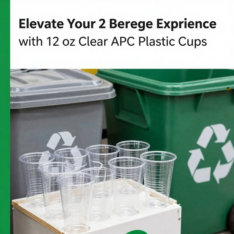 A stack of glossy clear 12 oz APC plastic cups displaying their elegant design.