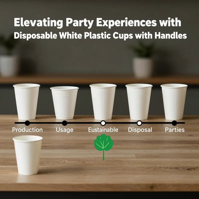 A lively party setup showcasing disposable cups with handles, ideal for festive gatherings.