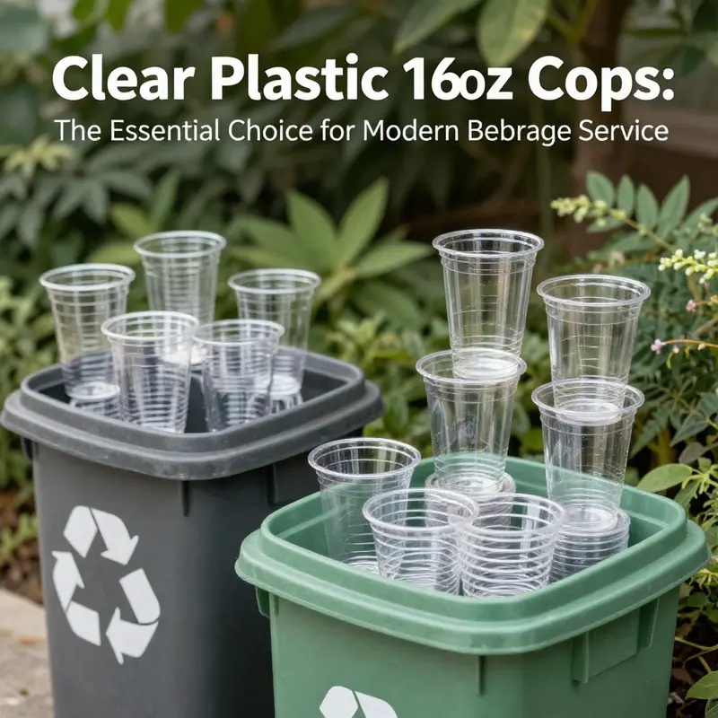 Clear plastic 16oz cups showcasing their clarity and capacity, perfect for cold beverages.