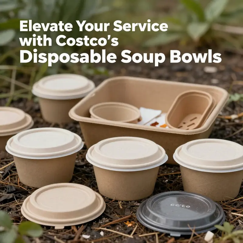 An engaging display of Costco’s eco-friendly soup bowls and lids highlights their functionality and appeal.
