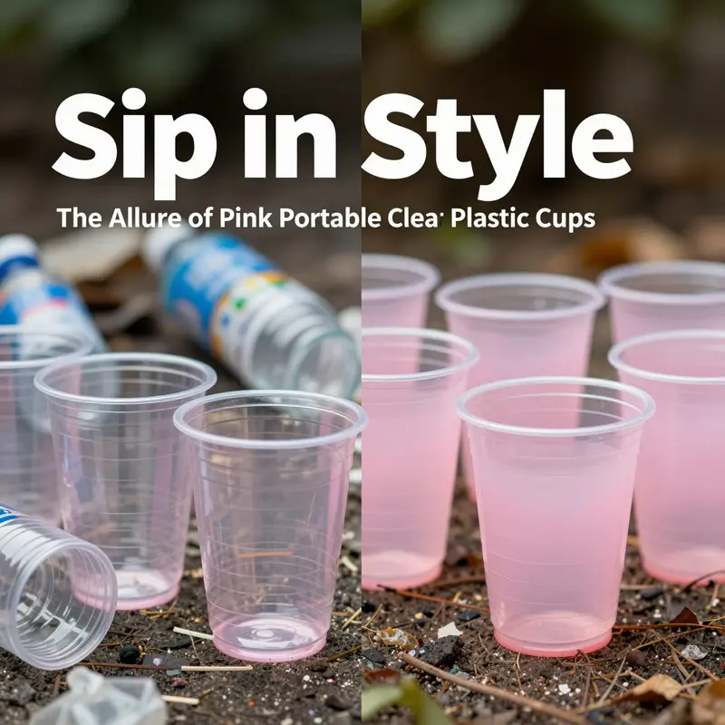 An array of pink portable clear plastic cups, showcasing their versatility and appeal for different occasions.
