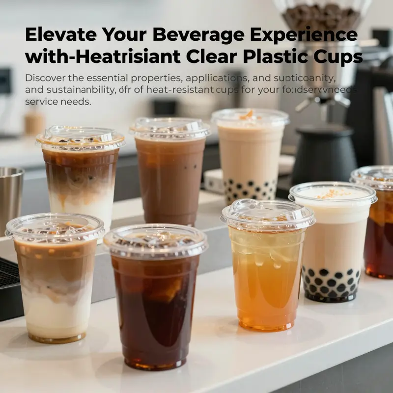 A diverse assortment of drinks served in clear plastic cups, emphasizing the versatility and appeal of heat-resistant cups.