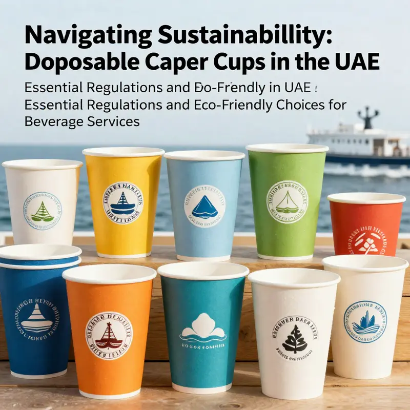 An assortment of disposable paper cups for maritime use, highlighting their eco-friendly features and compliance certifications.