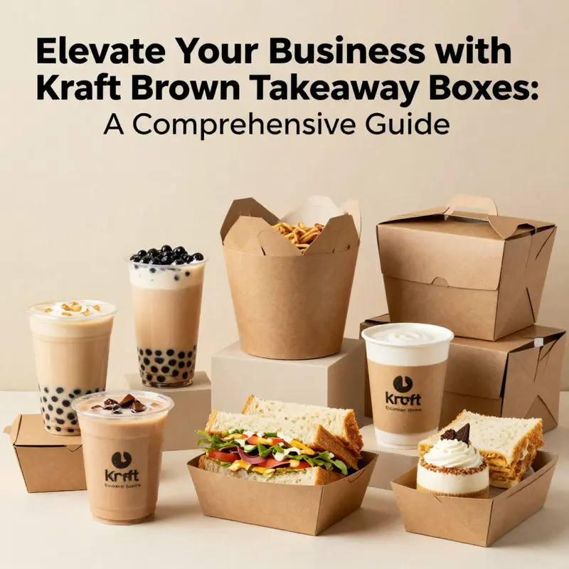 A variety of kraft brown takeaway boxes filled with food items, showcasing their use in restaurants and catering.