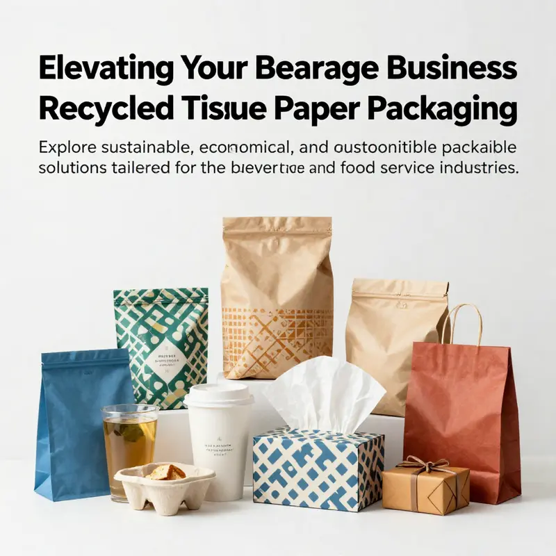 A collection of colorful recycled tissue paper products displayed alongside potential packaged items, all against a clean backdrop.
