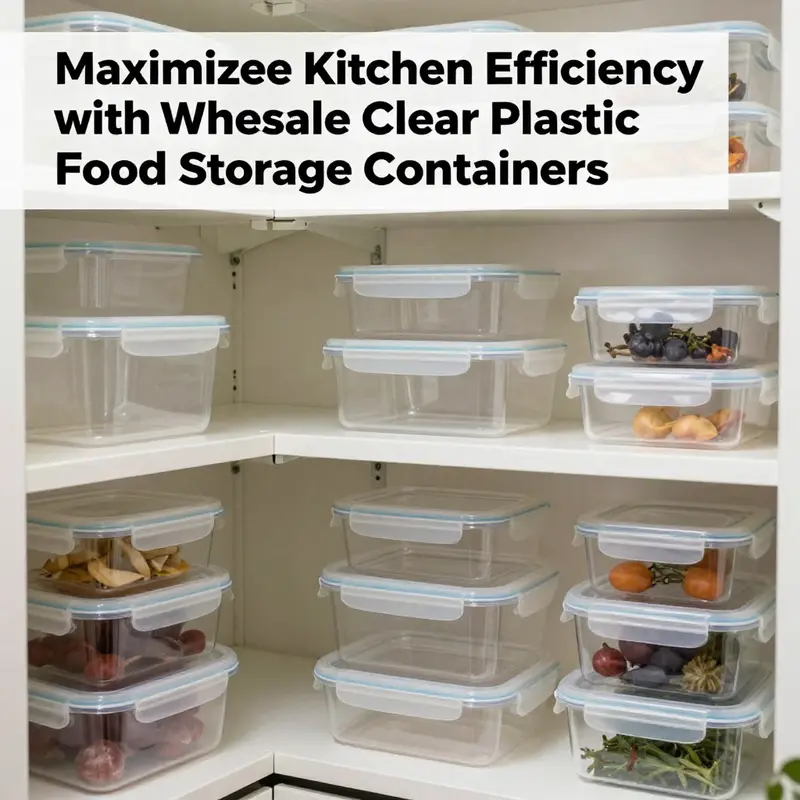 A neatly arranged pantry filled with various clear plastic food storage containers, illustrating effective food organization.