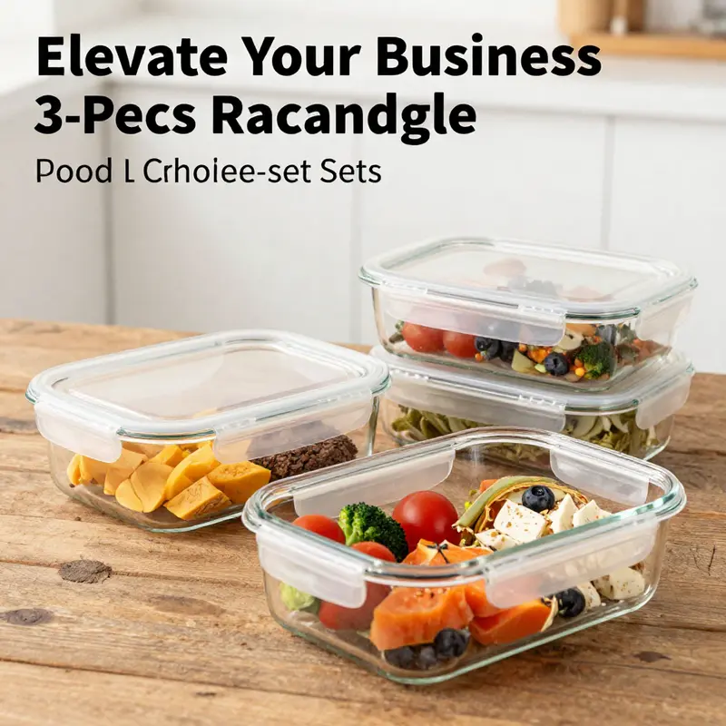 Highlighting the versatile features of 3-piece rectangle glass food container sets.