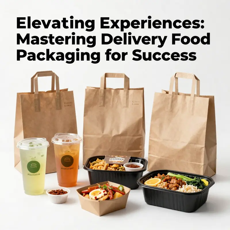 Diverse food packages designed for delivery service showcasing variety and sustainability.