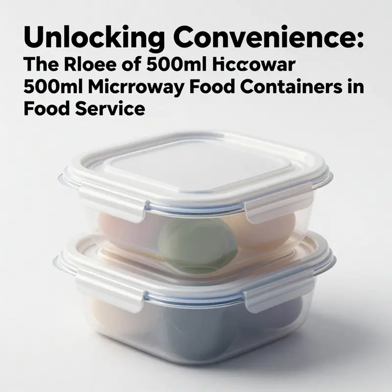 Detailed specifications of plastic 500ml microwave food takeaway containers highlight their essential features and compliance.