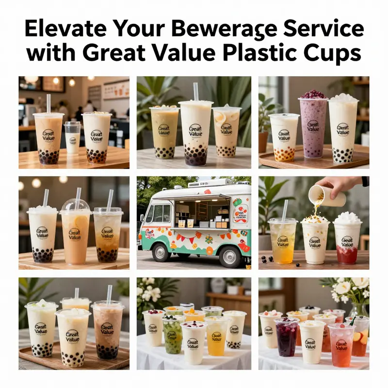 Showcasing the clarity and capacity of Great Value Disposable Plastic Cups.