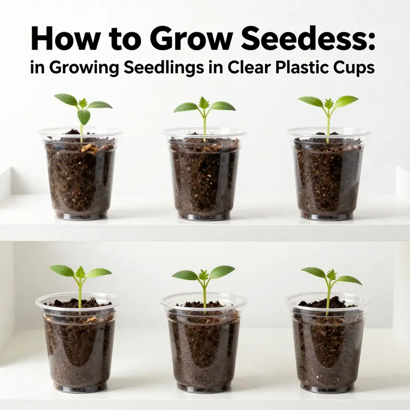 Step-by-step guide for growing seedlings in clear plastic cups.