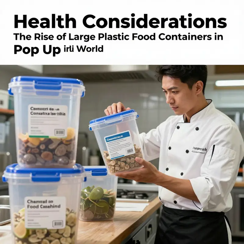Chefs efficiently utilize large plastic food containers to streamline food preparation in a bustling kitchen environment.