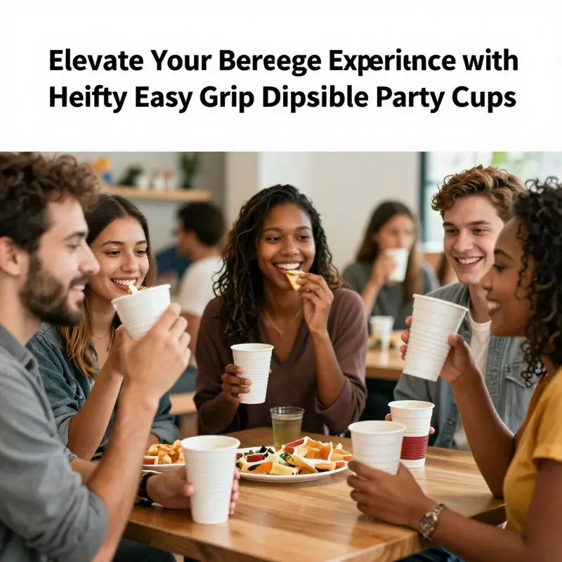 The durable, anti-slip design of Hefty Easy Grip Disposable Plastic Party Cups.