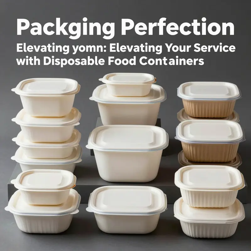 High-resolution images illustrating the design and functionality of disposable food containers.