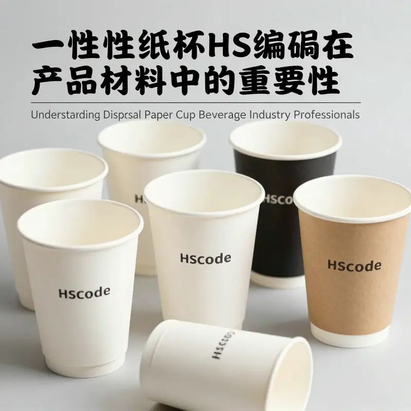 An infographic illustrating the classification and applications of disposable paper cups based on HS codes.