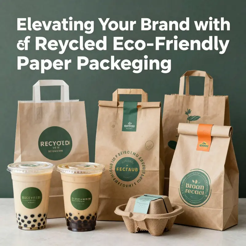 Innovative designs of recycled eco-friendly paper packaging showcasing versatility in branding and functionality.