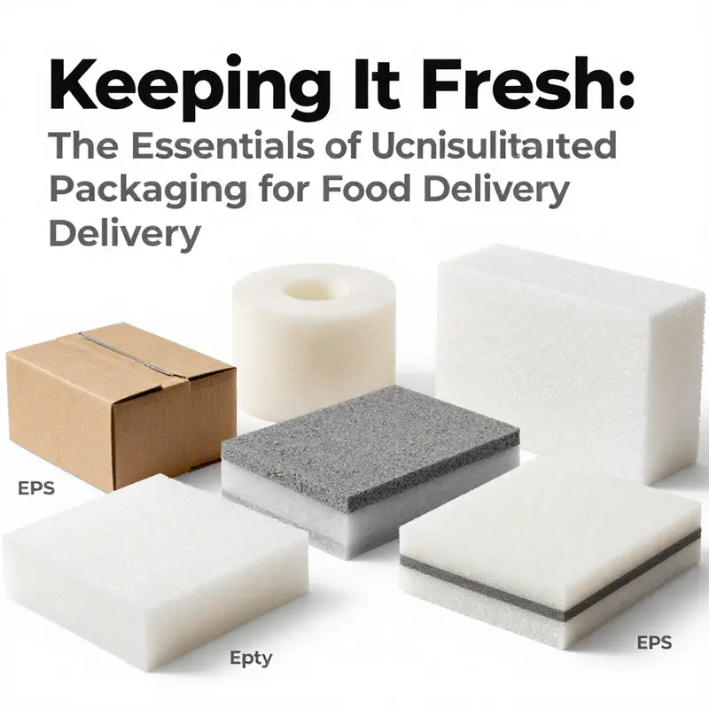 Different types of materials used in insulated packaging for safe food delivery.