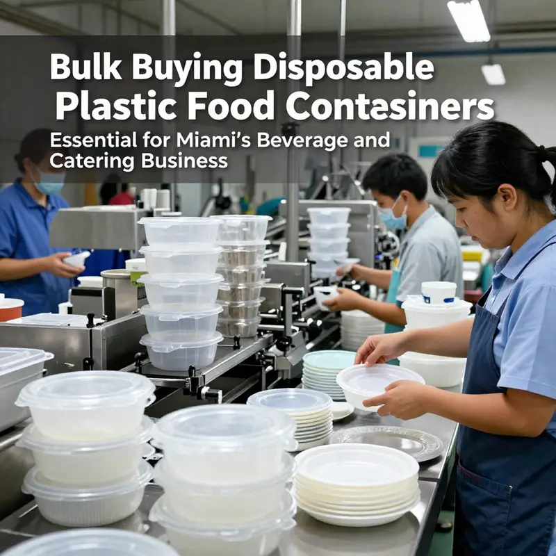 A diverse selection of disposable plastic food containers showcases options available for bulk purchase in Miami.