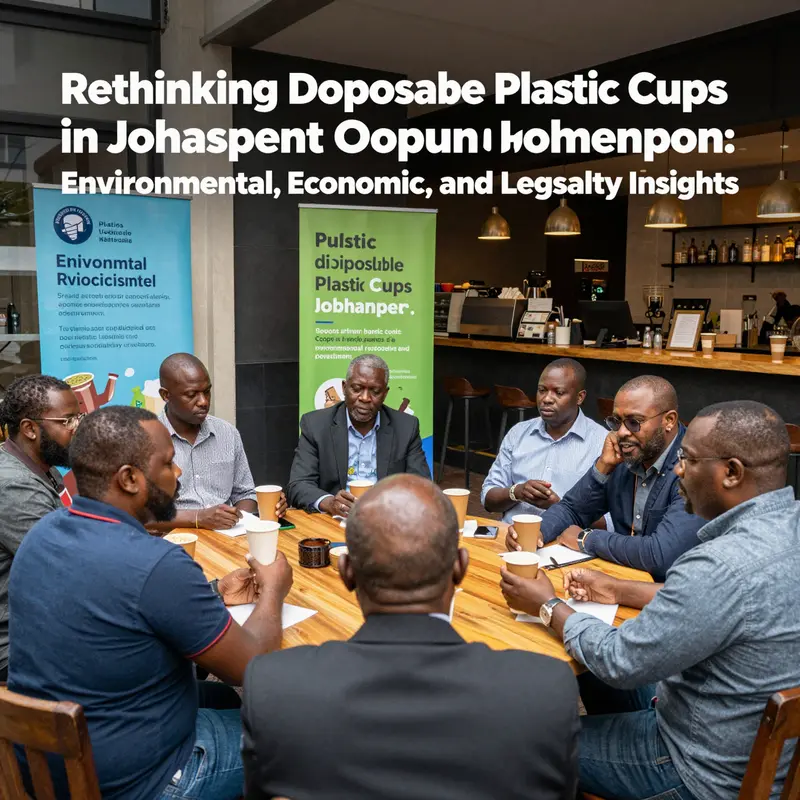 Discarded disposable plastic cups in Johannesburg’s urban environment highlight challenges to local ecosystems and waste management.