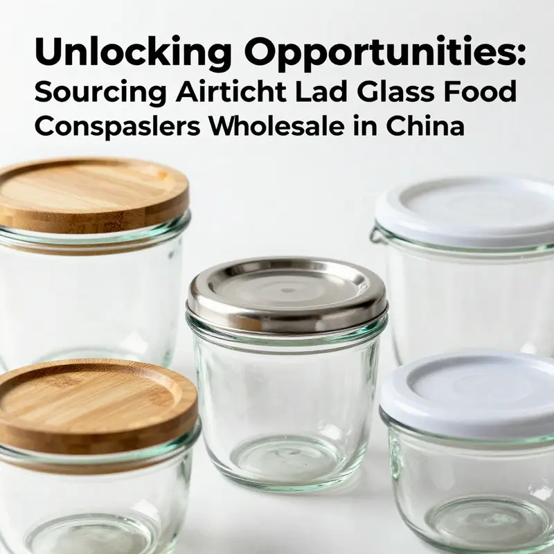 A diverse selection of airtight lid glass food containers, highlighting sizes and designs available from wholesalers.