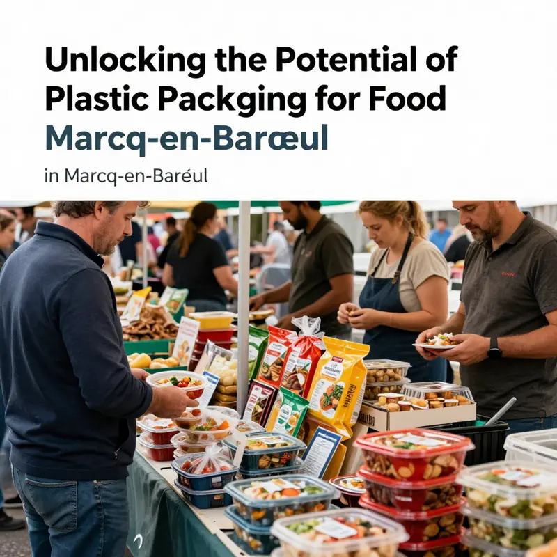 Food vendors in Marcq-en-Barœul utilize vibrant plastic packaging to attract customers.