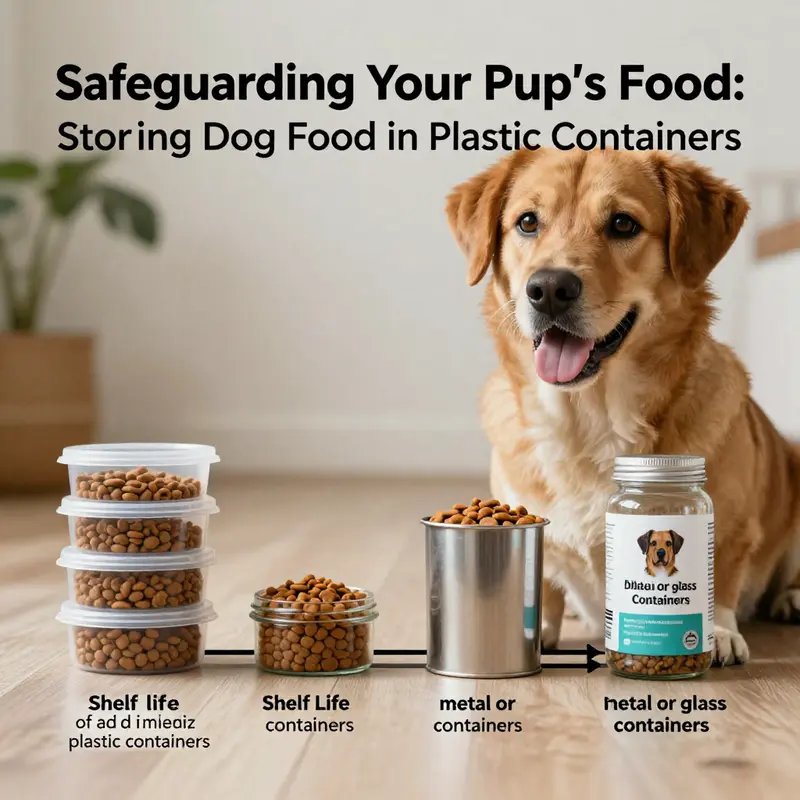 Explore the safety aspects of using different materials for dog food storage.