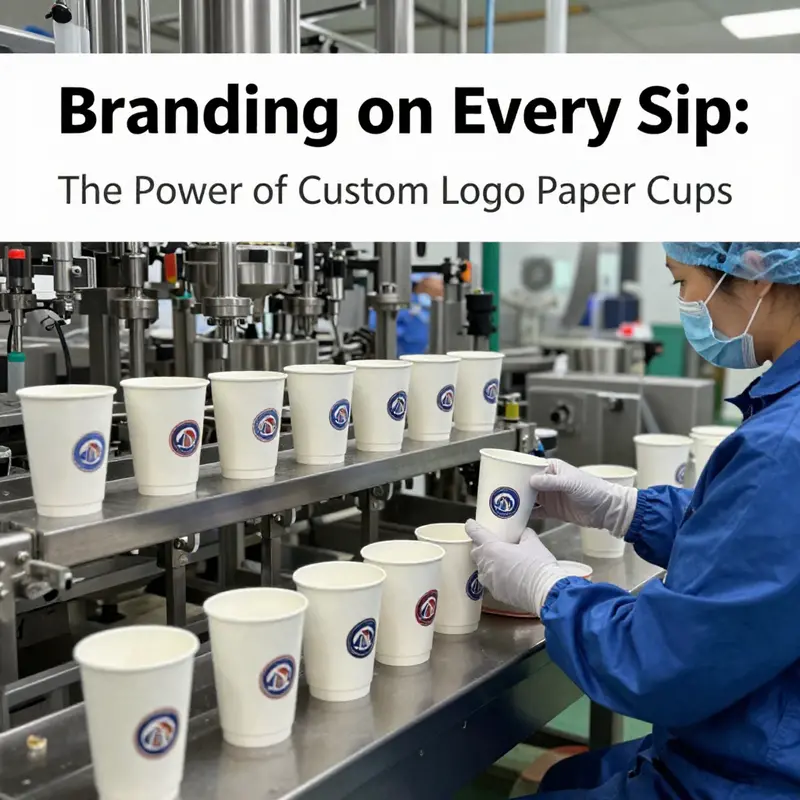 Custom logo paper cups enhancing brand identity across various business settings.