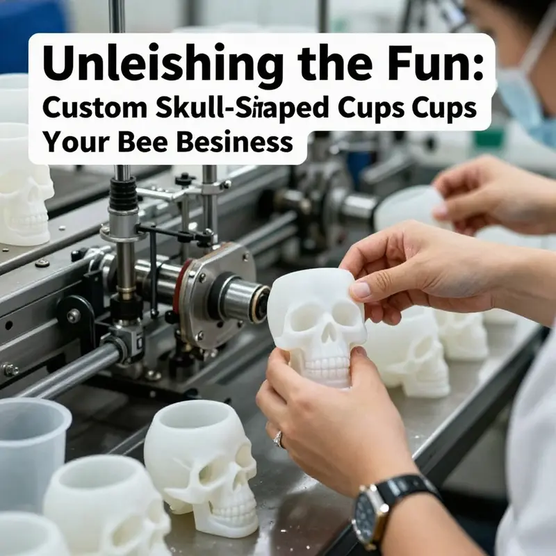 Vibrant bubble tea shop showcasing the unique appeal of custom skull-shaped cups.