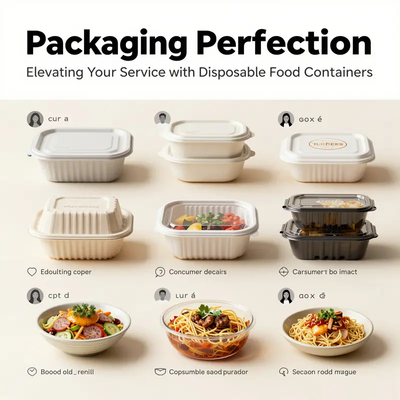 High-resolution images illustrating the design and functionality of disposable food containers.