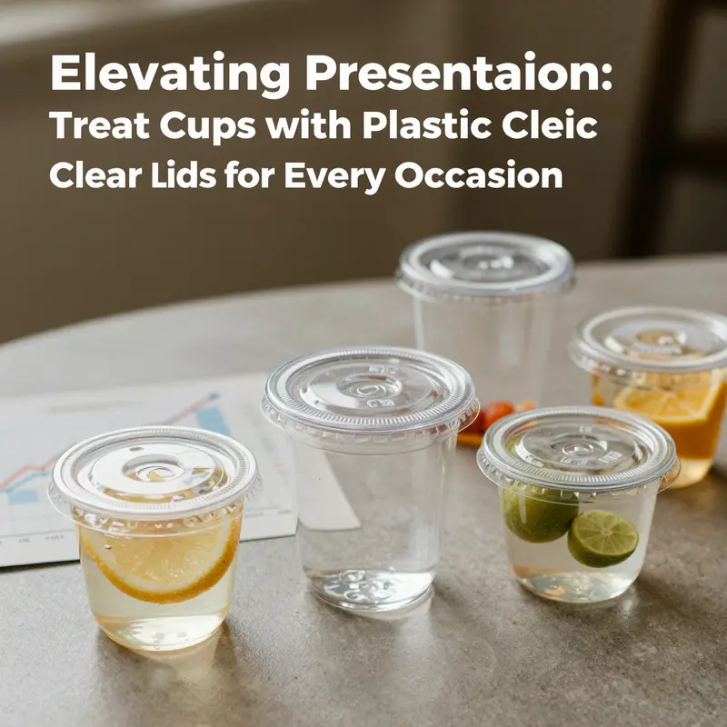 An assortment of clear plastic treat cups enhancing the presentation of desserts at a catered event.
