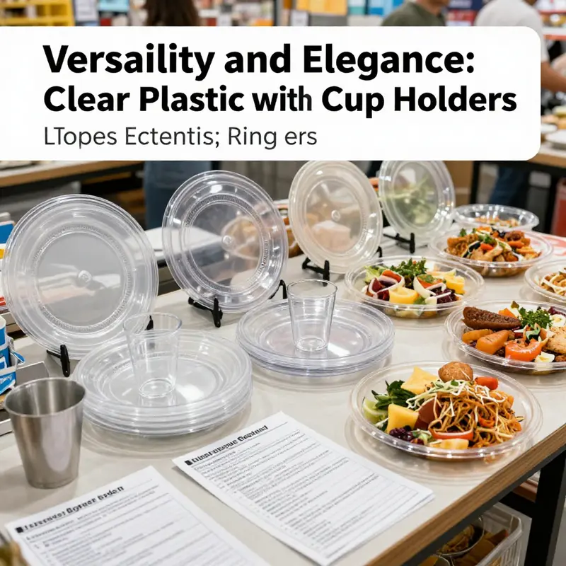 Clear plastic plates with cup holders in use at a vibrant outdoor event, highlighting their practicality.