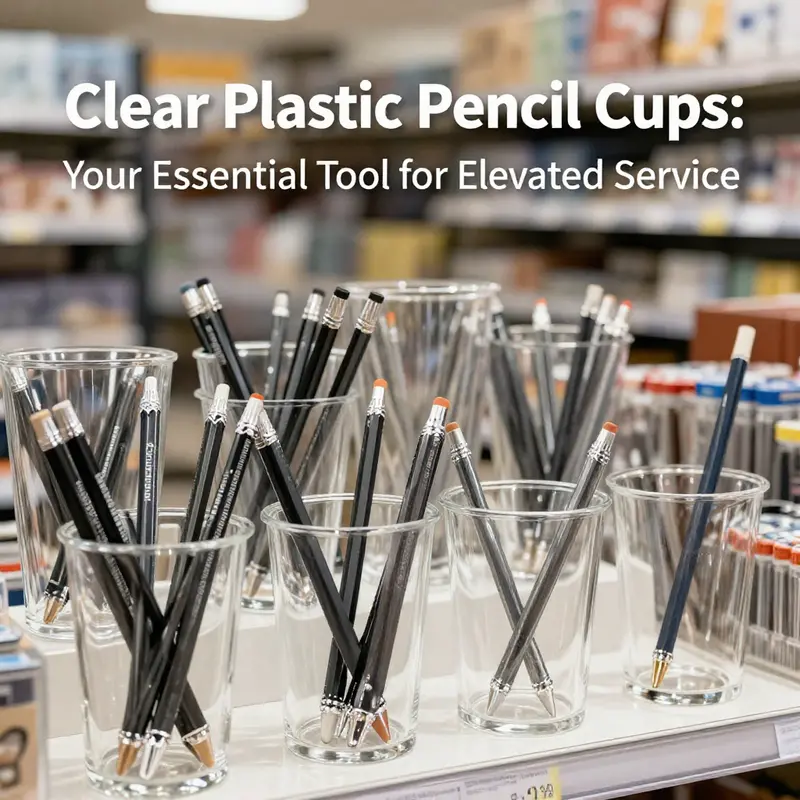 The clean design and functionality of clear plastic pencil cups enhance workspace organization.