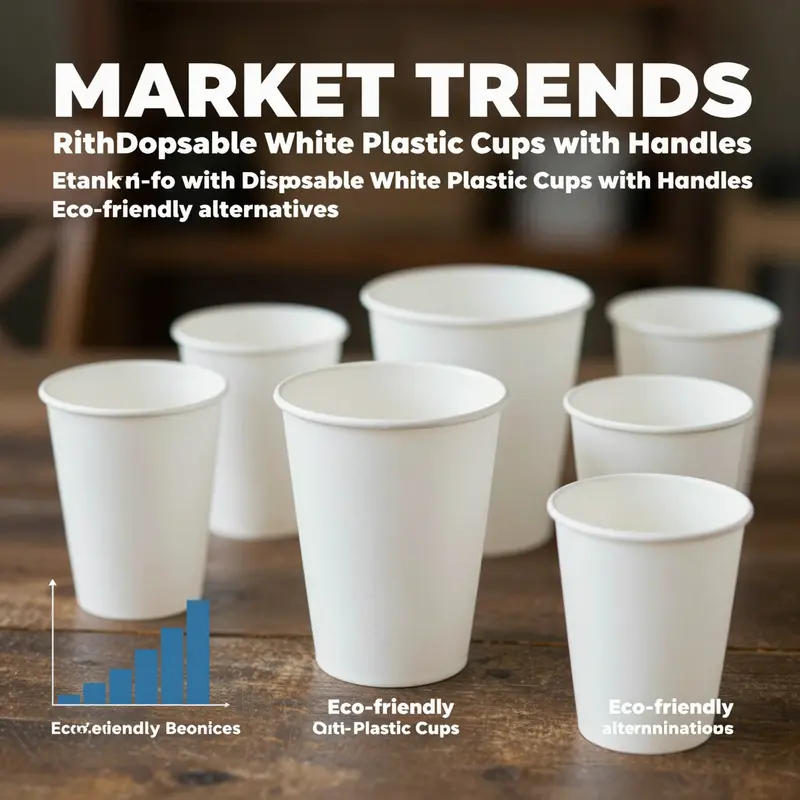 A lively party setup showcasing disposable cups with handles, ideal for festive gatherings.
