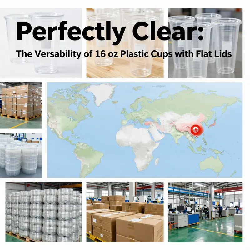An assortment of 16 oz clear plastic cups showcasing their versatility with various cold beverages.