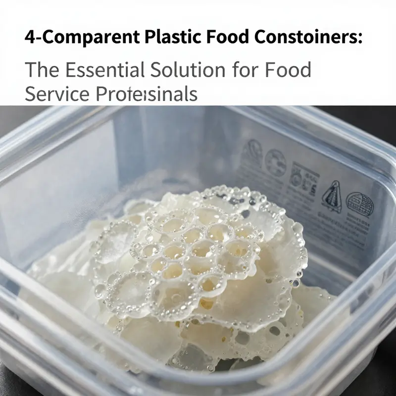 4-compartment plastic food containers arranged for meal prep and catering, showcasing the versatility in food organization.