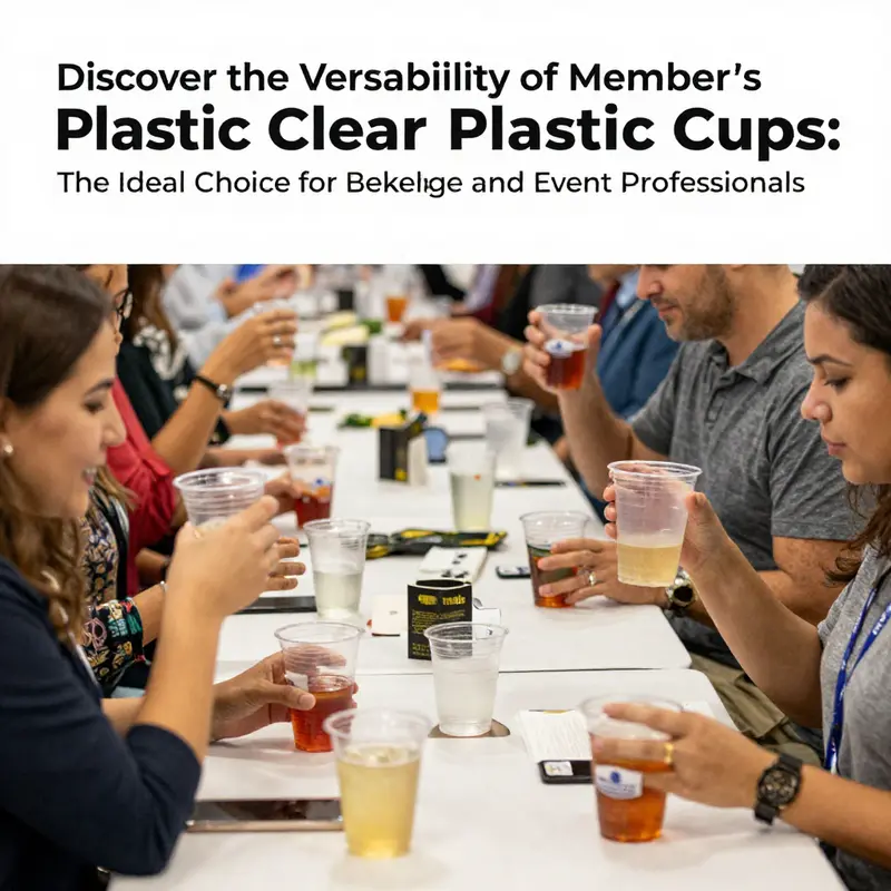 A collection of Member’s Mark Clear Plastic Cups, perfect for showcasing vibrant drinks at any event.