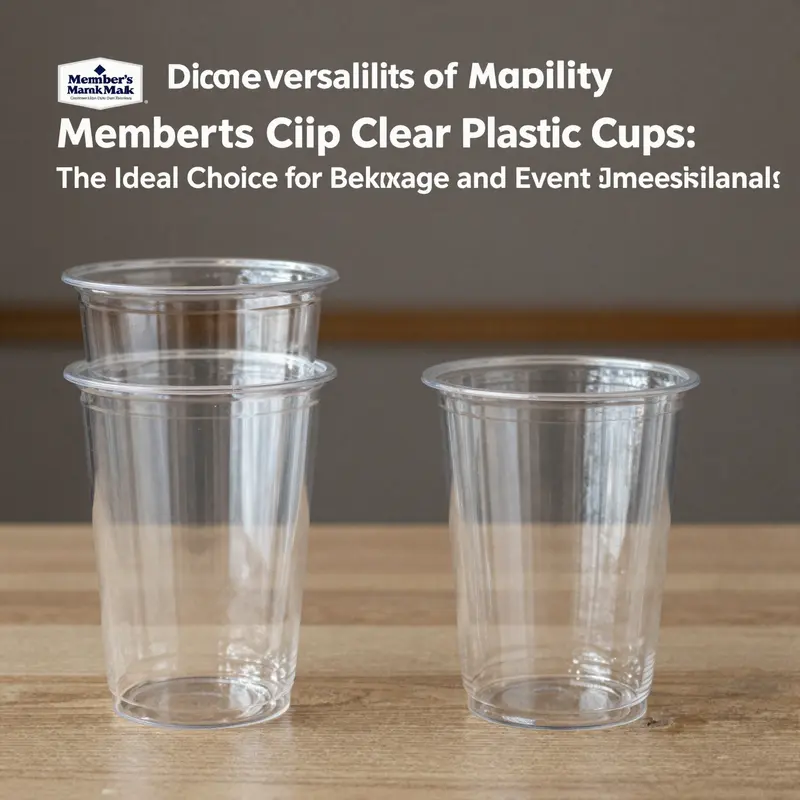 A collection of Member’s Mark Clear Plastic Cups, perfect for showcasing vibrant drinks at any event.