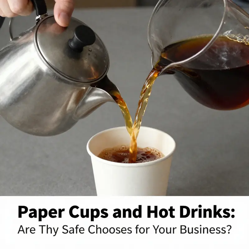 Hot coffee being poured into a polyethylene-coated paper cup, showcasing a potential risk of microplastics.