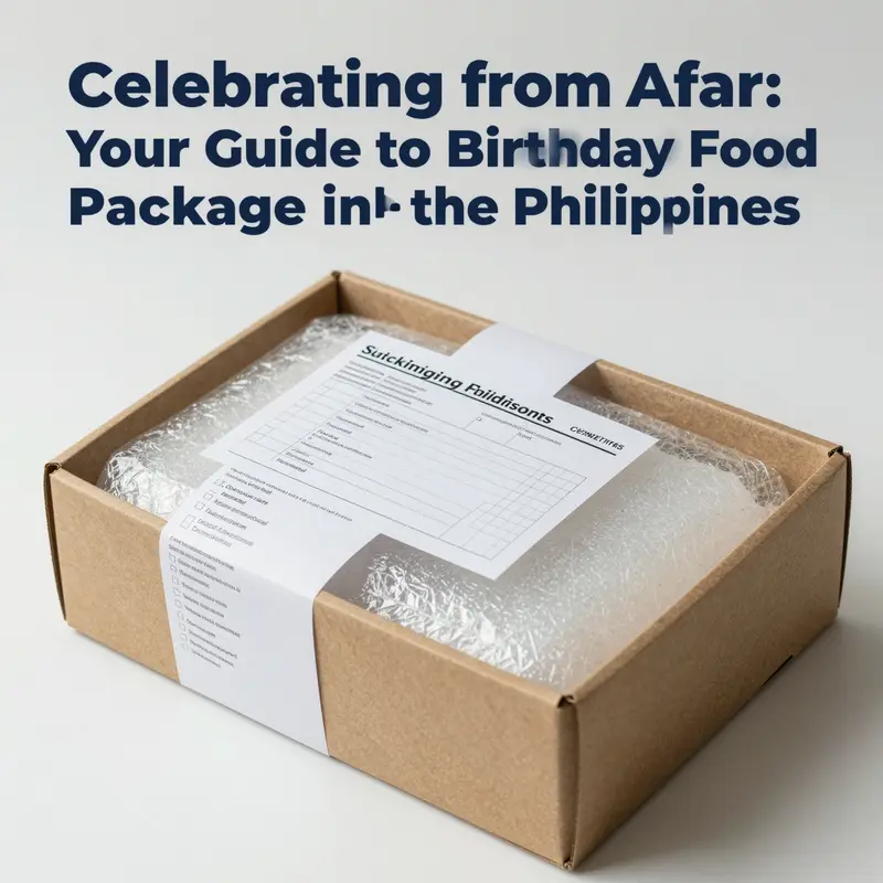 A variety of approved food items suitable for birthday packages to the Philippines.
