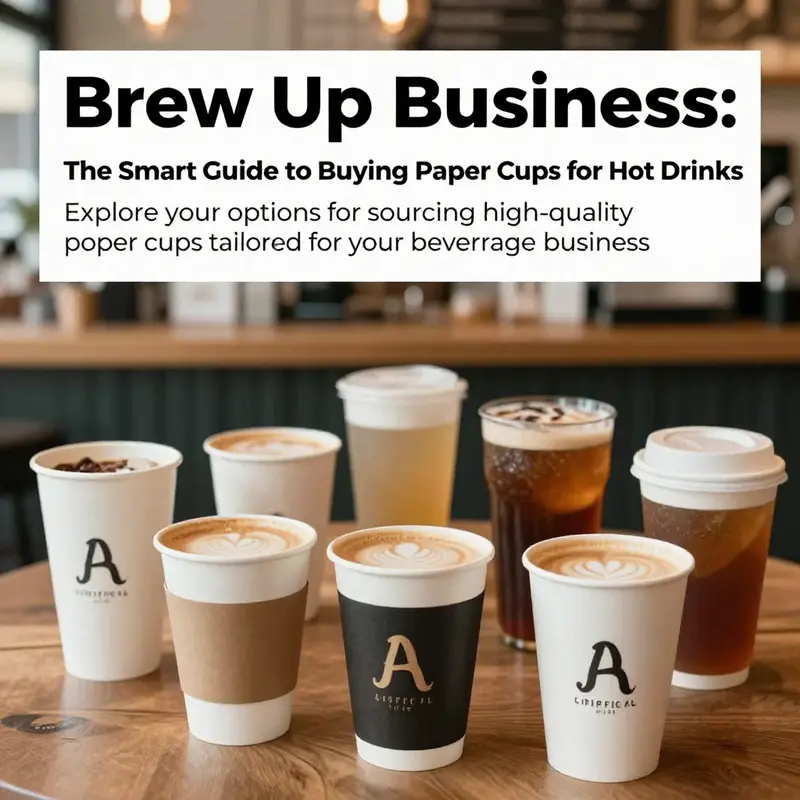 A colorful display of assorted paper cups for hot drinks in a café environment, reflecting different styles and designs.