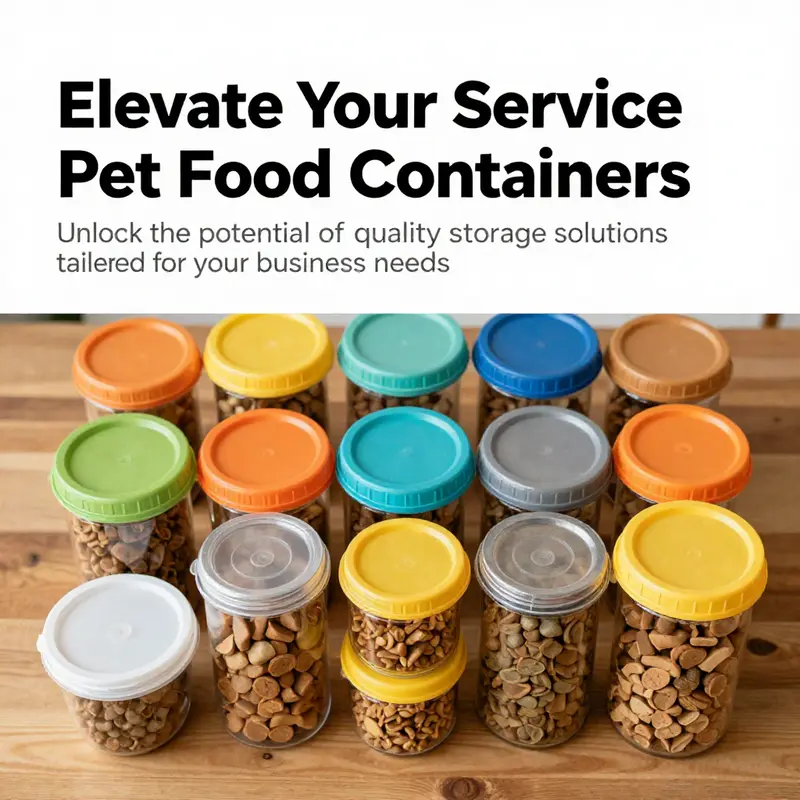A scenic display of various pet food containers symbolizing their significance in food storage.