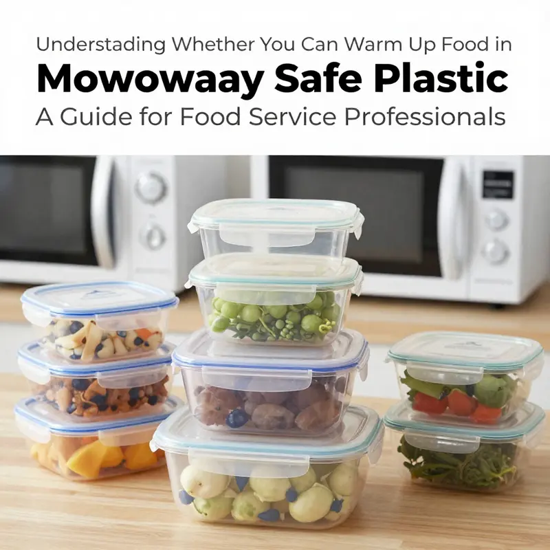 A variety of plastic containers, some marked microwave-safe, indicating the importance of labeling.