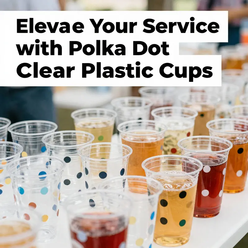 A variety of polka dot clear plastic cups highlighting their cheerful designs and high-quality material.