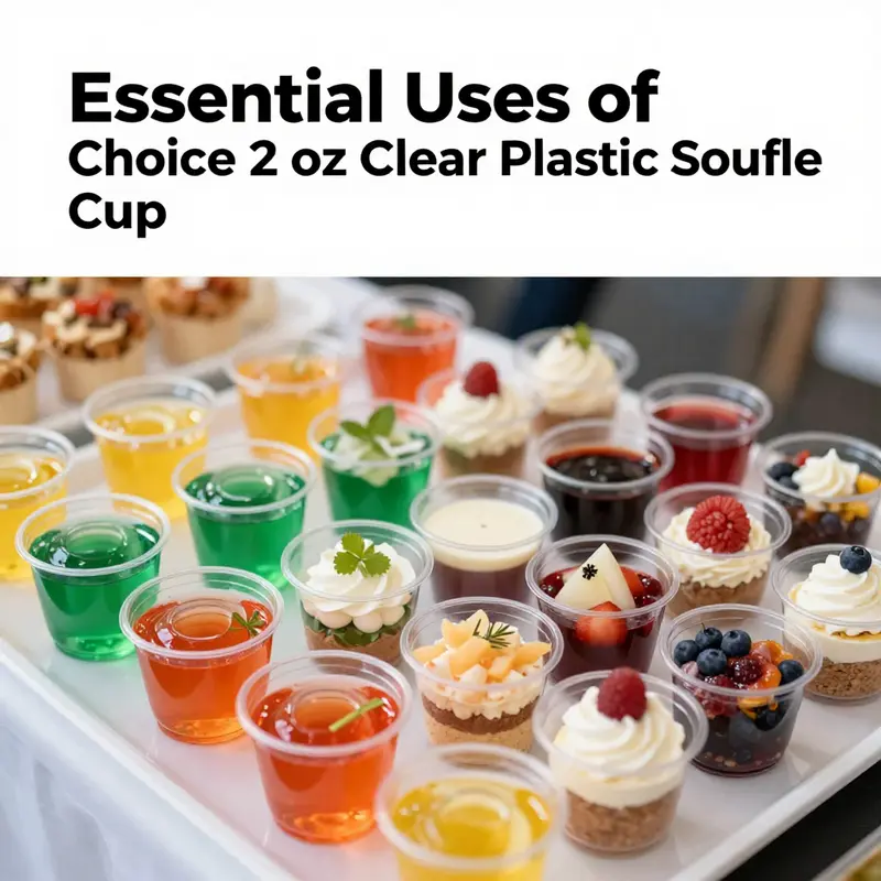 A delightful array of food served in choice 2 oz clear plastic souffle cups, showcasing their versatility at events.