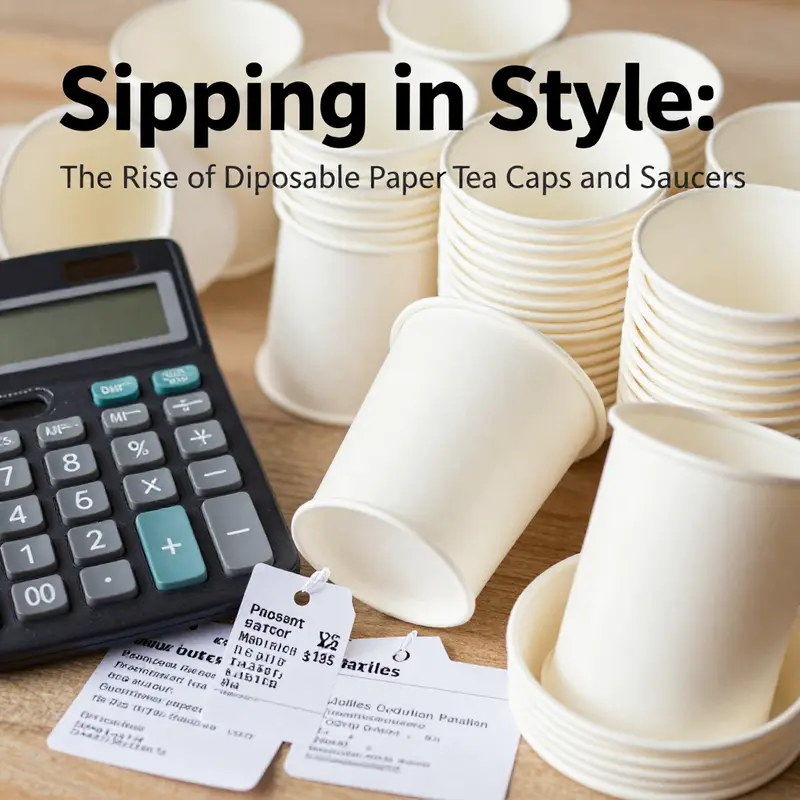 Showcasing the eco-friendly materials used in disposable paper tea cups and saucers.